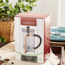 Borosilicate French Press Coffee Pot WIth Rose Gold Color.